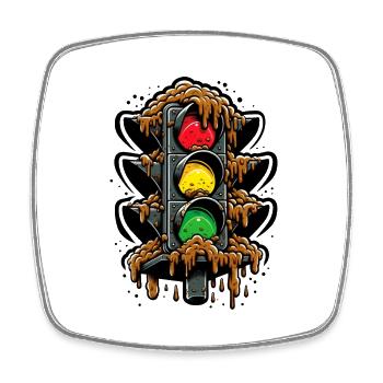 Klassische Deutsche Ampel - Viereckiger Kühlschrankmagnet - Weiß - Vorne