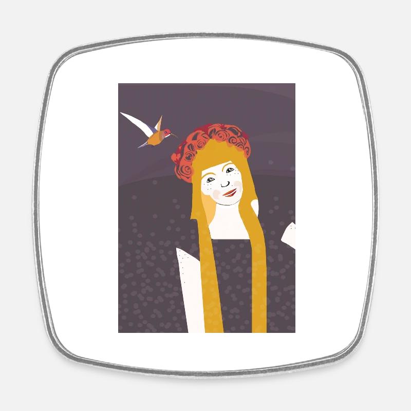 Hummingbird - Square fridge magnet - white