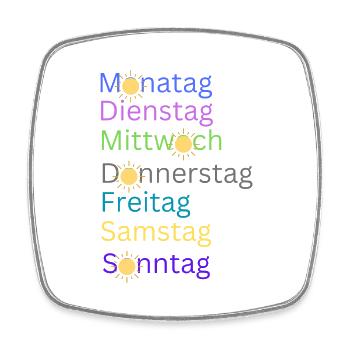 Wochentage - Viereckiger Kühlschrankmagnet - Weiß - Vorne