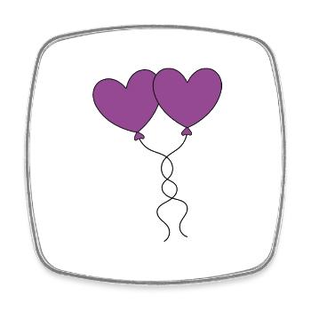 Herz violett Luftballon, Ballon, Valentinstag - Viereckiger Kühlschrankmagnet - Weiß - Vorne