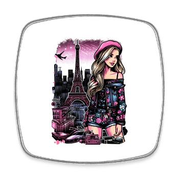 Paris Fashion Flair – Eiffelturm Chic - Viereckiger Kühlschrankmagnet - Weiß - Vorne