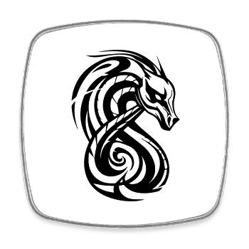 Schlangenkopf Tribal Art - Viereckiger Kühlschrankmagnet - Weiß - Vorne