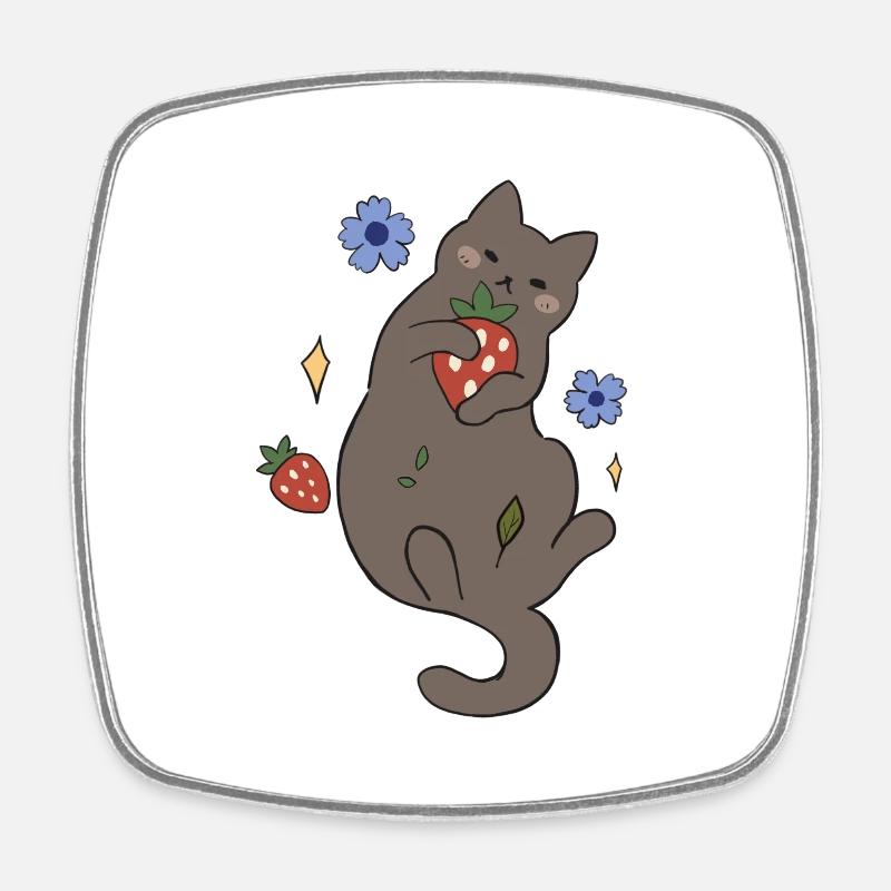 Chat d’automne #3 - Magnet carré - blanc