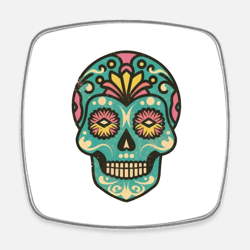 Retro Skull 4 - Square fridge magnet - white