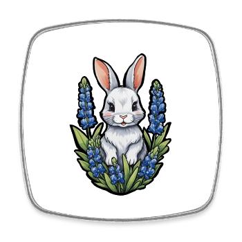 Hase Kaninchen Bluebonnets - Viereckiger Kühlschrankmagnet - Weiß - Vorne