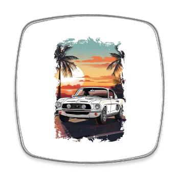 Vintage Car Sunset - Square fridge magnet - white - Front
