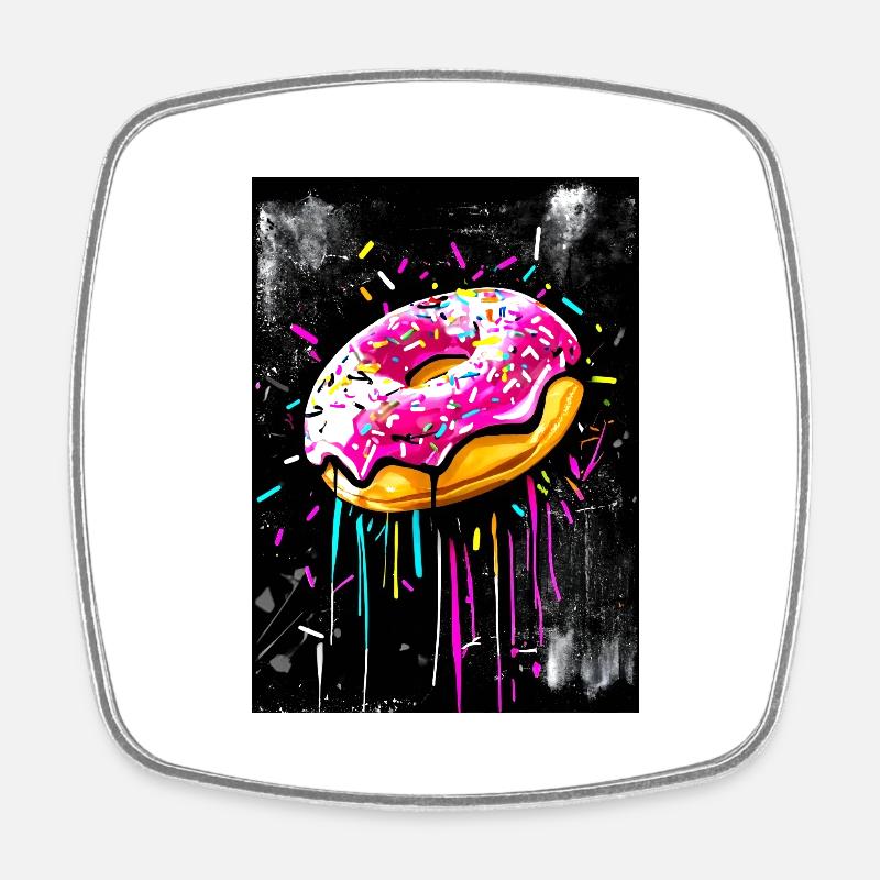 Donut Graffiti style - Square fridge magnet - white