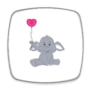 Baby Elefant mit Herz Luftbalon - Viereckiger Kühlschrankmagnet - Weiß - Vorne