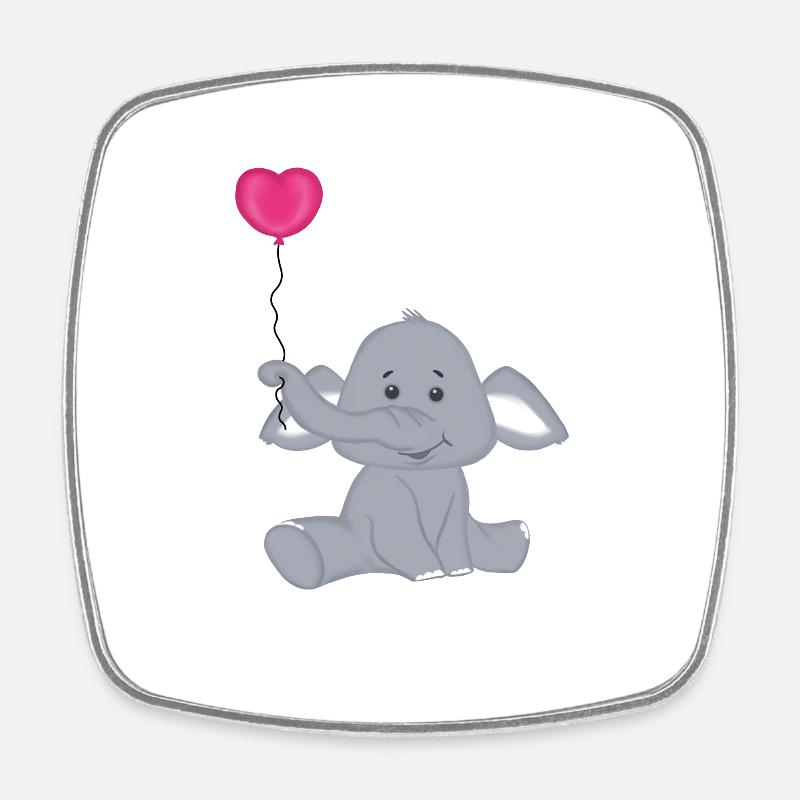 Bébé éléphant avec montgolfière coeur - Magnet carré - blanc