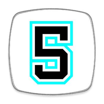 5 Zahl symbol - Viereckiger Kühlschrankmagnet - Weiß - Vorne