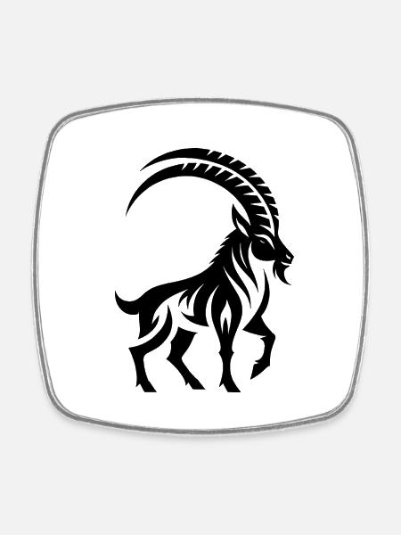 Sternzeichen Steinbock Tattoo - Viereckiger Kühlschrankmagnet - Weiß