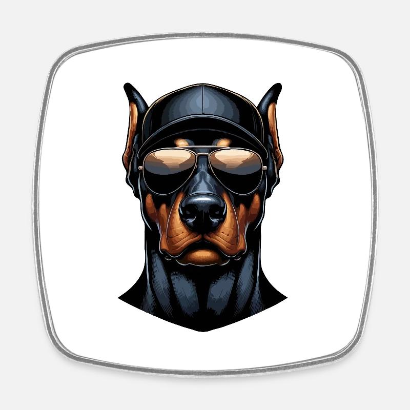 Doberman - Magnet carré - blanc