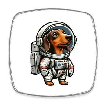 Dachshund in Space Astronaut Adventure - Square fridge magnet - white - Front