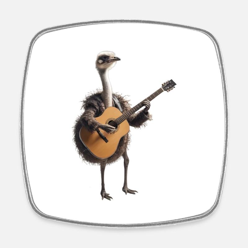 ostrich bird guitar - Square fridge magnet - white