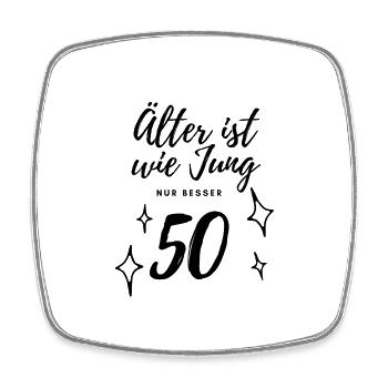 50. Geburtstag - Viereckiger Kühlschrankmagnet - Weiß - Vorne