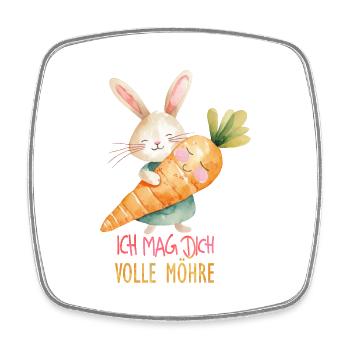 Ich mag Dich volle Möhre - Viereckiger Kühlschrankmagnet - Weiß - Vorne