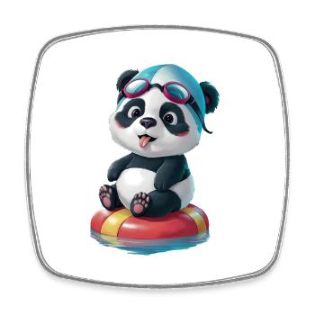 Pandas Schwimmabenteuer! - Viereckiger Kühlschrankmagnet - Weiß - Vorne