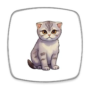 Scottish Fold Katze süß - Viereckiger Kühlschrankmagnet - Weiß - Vorne