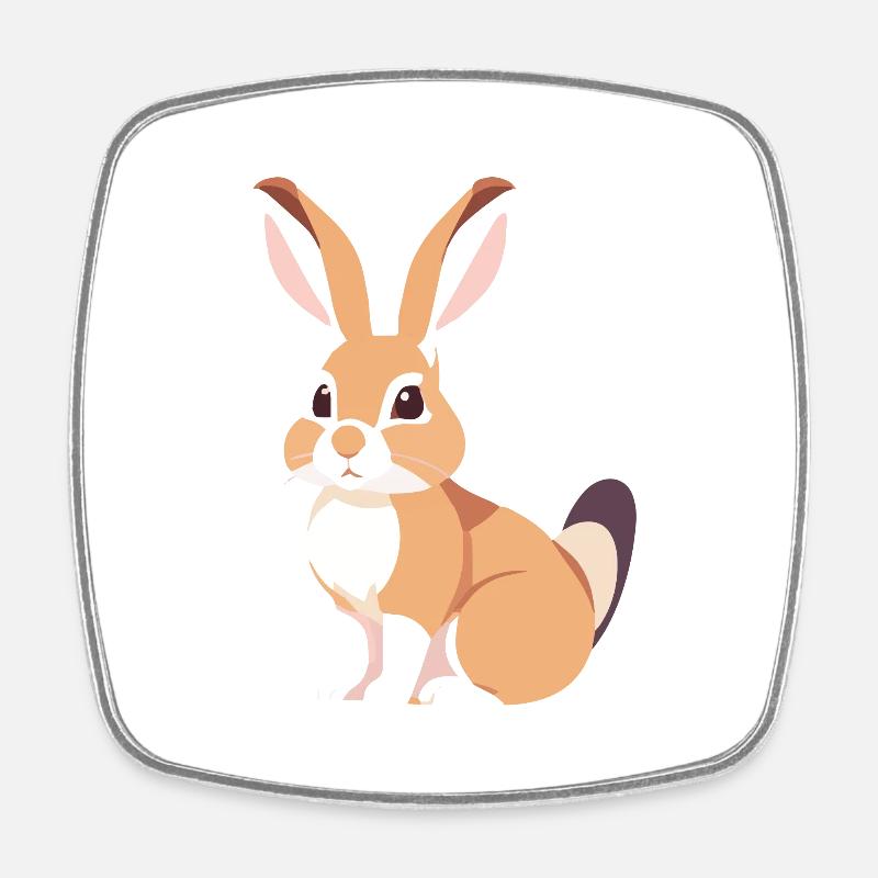 Bunny with long ears, cute rabbit - Square fridge magnet - white