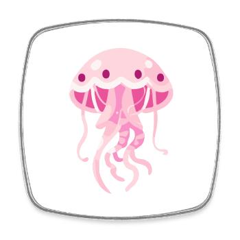 Pink Jellyfish - Square fridge magnet - white - Front