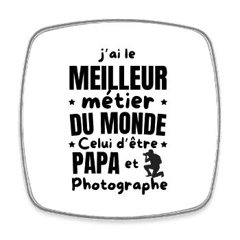 PAPA PHOTOGRAPHE - Magnet carré - blanc - Devant