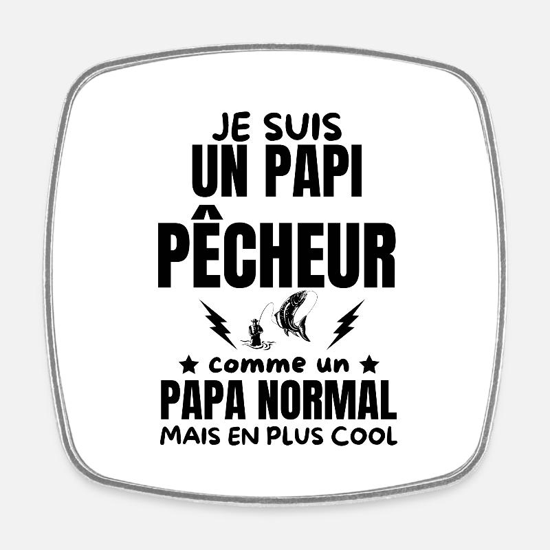 PAPI PECHEUR - Magnet carré - blanc