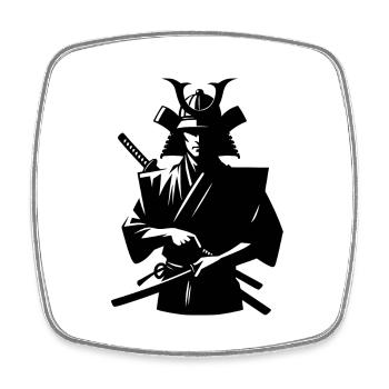 Japanischer Samurai mit Schwert - Viereckiger Kühlschrankmagnet - Weiß - Vorne