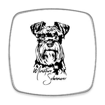 Schnauzer miniature Portrait chien chien Wilsigns - Magnet carré - blanc - Devant