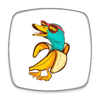 Goose in banana costume - Square fridge magnet - white - Front