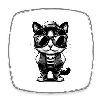 Süße katze mit Sonnenbrille - Viereckiger Kühlschrankmagnet - Weiß - Vorne