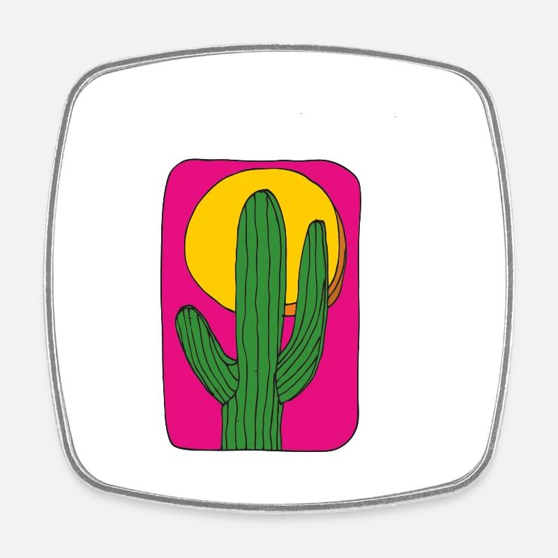 Cactus Mexico Sun - Square fridge magnet - white