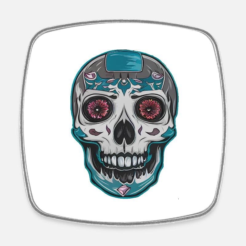 Skull 2 - Square fridge magnet - white