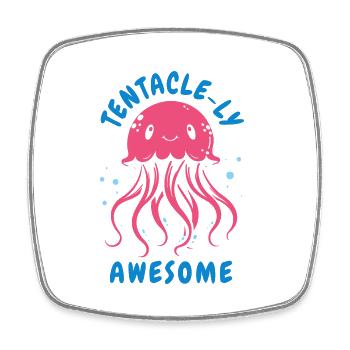 Tenacle-ly Awesome - Méduse avec tentacules - Magnet carré - blanc - Devant