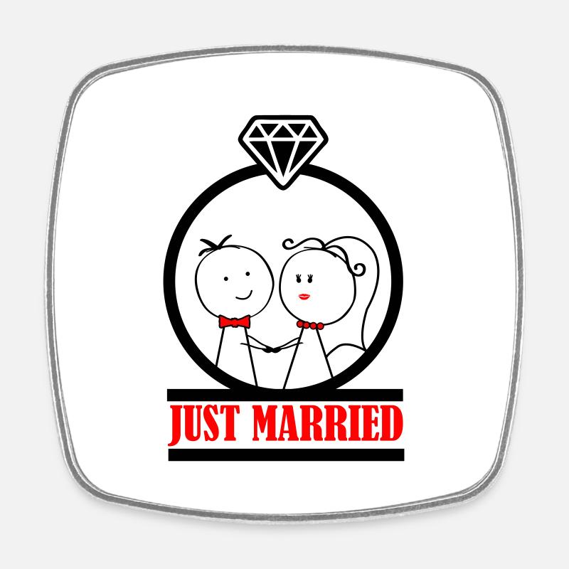 couple vient de se marier 002 - Magnet carré - blanc