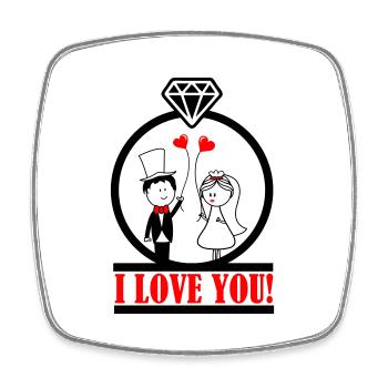 i love you 2 - Viereckiger Kühlschrankmagnet - Weiß - Vorne
