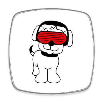 Cool Cute DJ Dog Pet Puppy Party Music - Square fridge magnet - white - Front