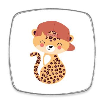 Leopard with capy - Square fridge magnet - white - Front
