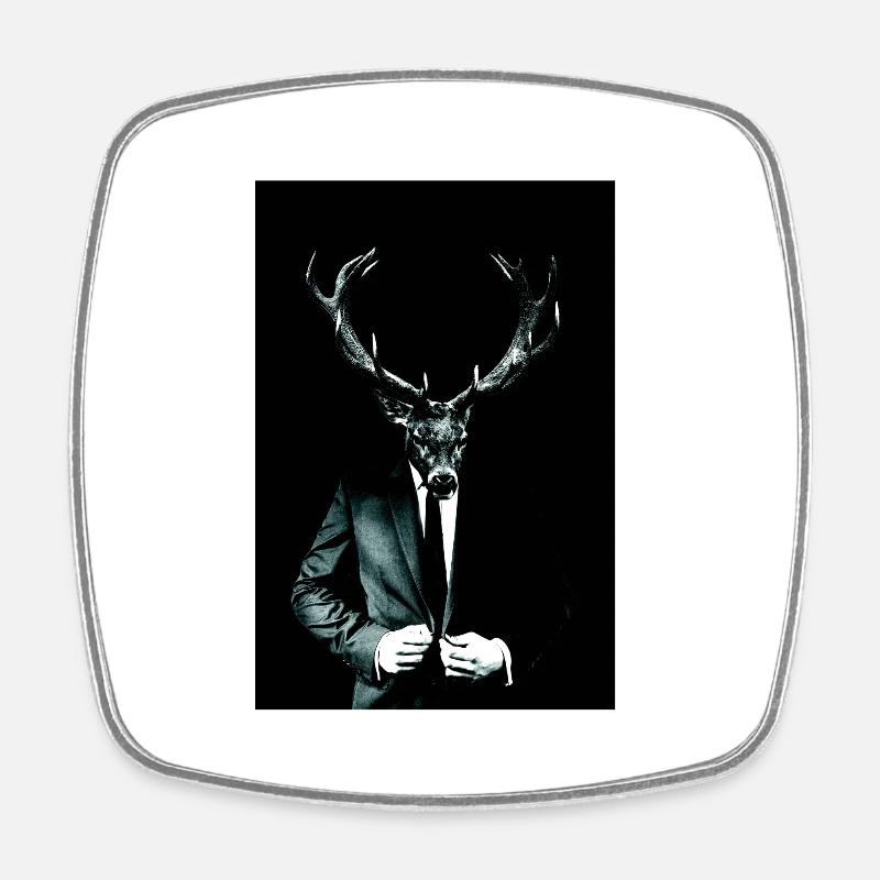 Deer Gentleman - Magnet carré - blanc