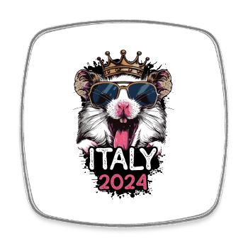 Italie 2024 Hamster de fête - Magnet carré - blanc - Devant