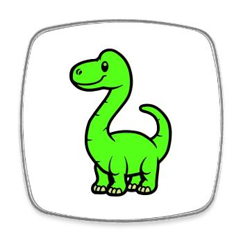 Bande dessinée Dinosaure Brontosaure - Magnet carré - blanc - Devant