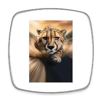 Sprinting cheetah - Square fridge magnet - white - Front