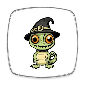 Chameleon Halloween Funny Zombie - Square fridge magnet - white - Front