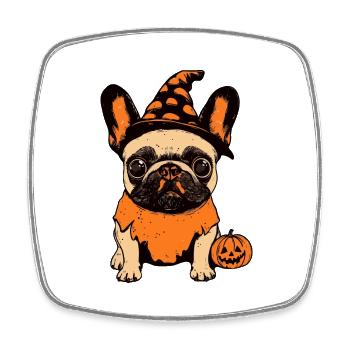 Französische Buldogge Hund Halloween Zombie - Viereckiger Kühlschrankmagnet - Weiß - Vorne