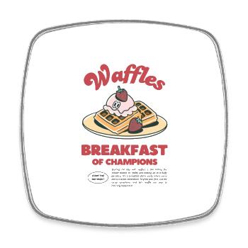 Waffles - The Breakfast of Champions - Viereckiger Kühlschrankmagnet - Weiß - Vorne