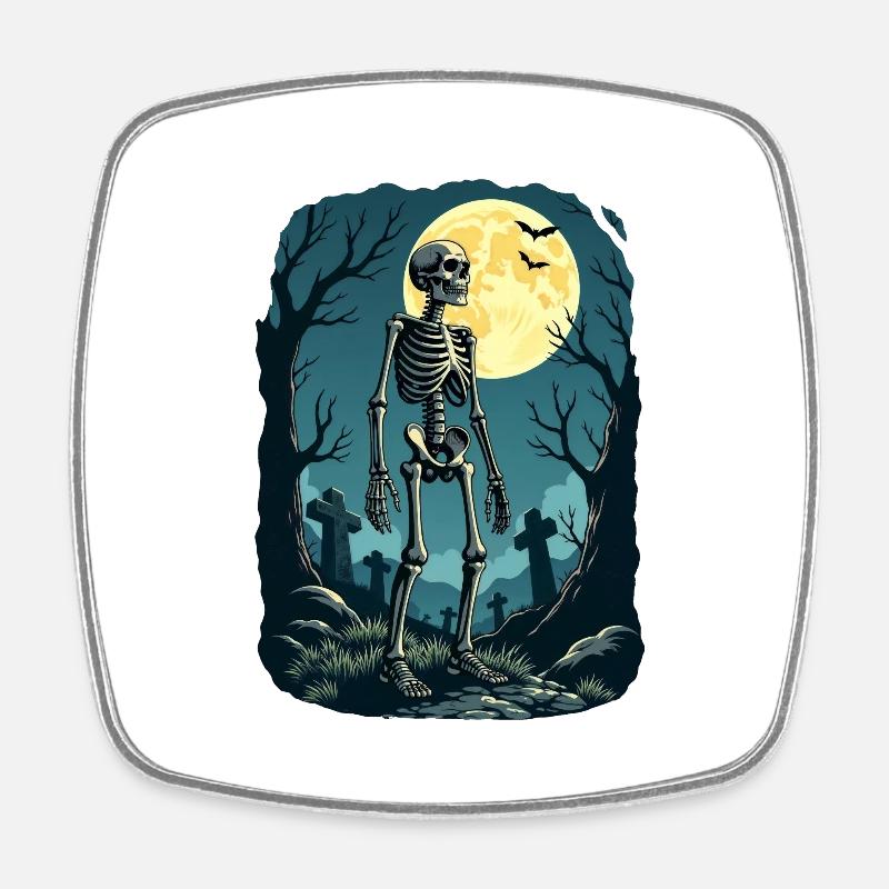Skeleton in wood - Square fridge magnet - white
