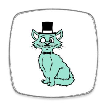 Sir Cat Gentleman Chapeau haut de forme Monocle Rich Gentleman - Magnet carré - blanc - Devant