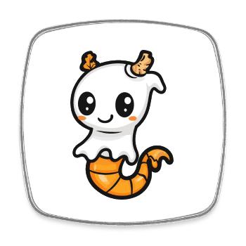 Seahorse Halloween Funny Ghost - Square fridge magnet - white - Front