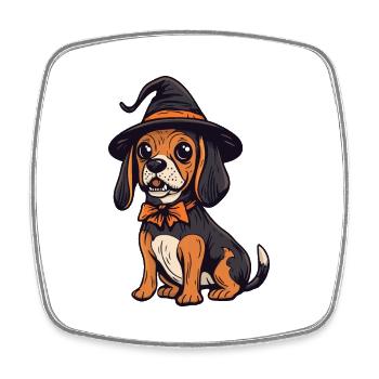 Beagle Hund Halloween Comic Lustig - Viereckiger Kühlschrankmagnet - Weiß - Vorne