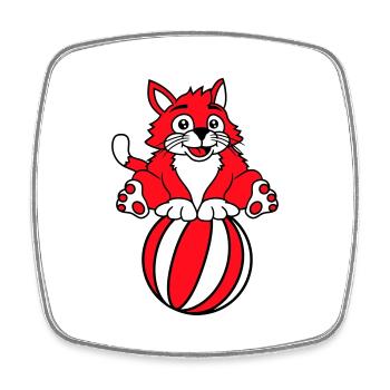 Circus Cat Balanced Beach Ball Game Fun Fun - Square fridge magnet - white - Front