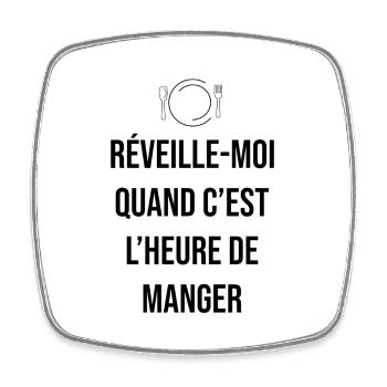 Réveille moi quand c'est l'heure de manger - Magnet carré - blanc - Devant